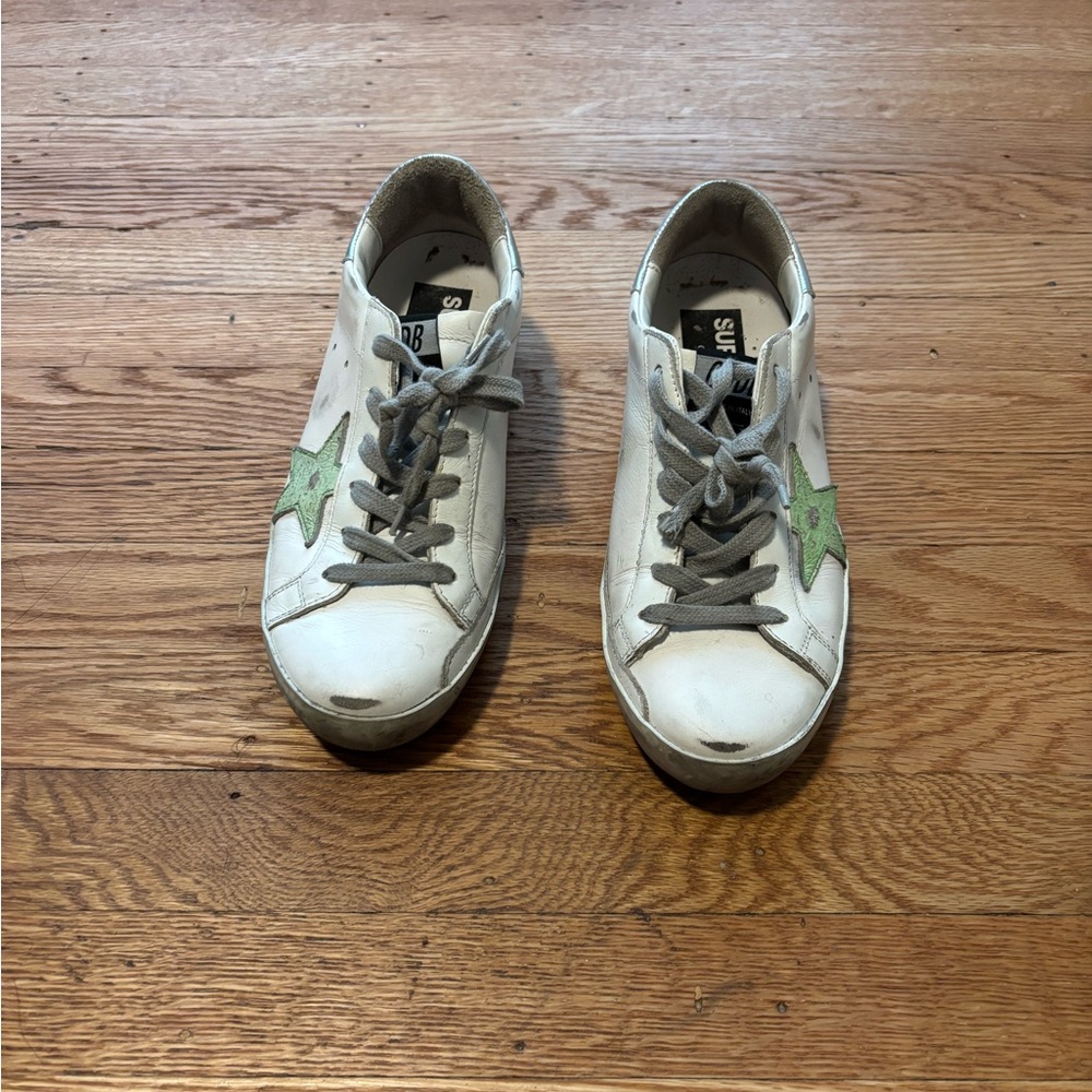 Golden Goose White and Green Sneakers - Picture 6 of 6